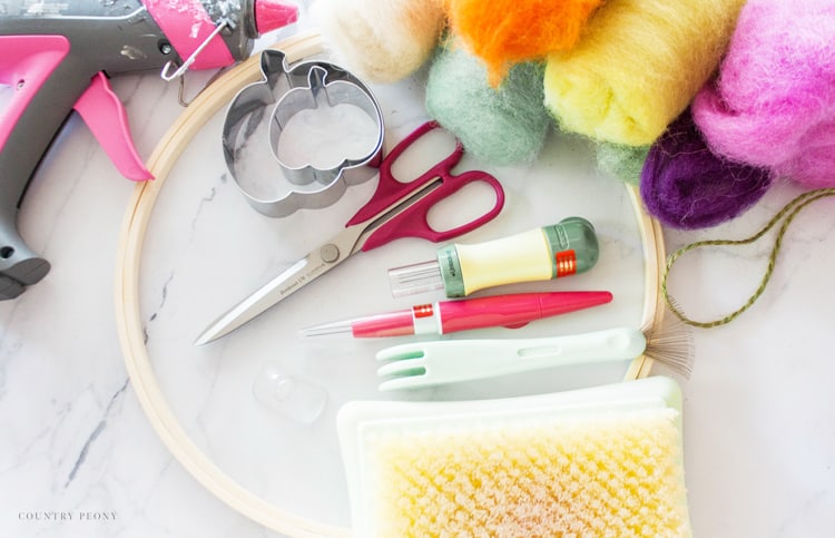 DIY Felt Pumpkin Wreath with Clover's Needle Felting Tools