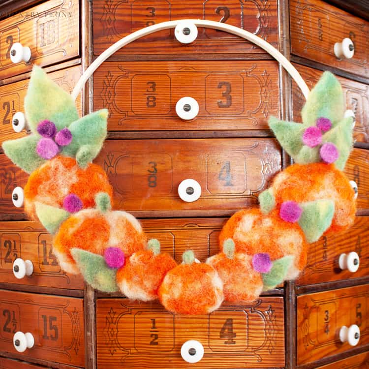 DIY Felt Pumpkin Wreath with Clover's Needle Felting Tools