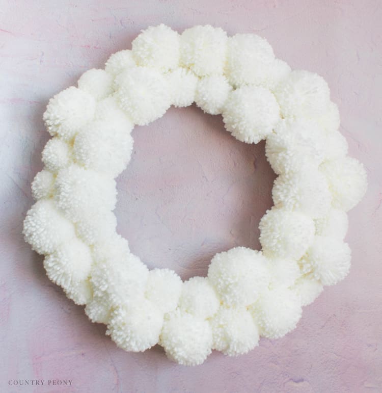 DIY Christmas Village Pom-Pom Wreath