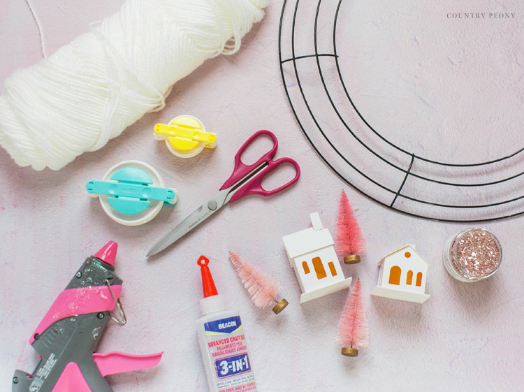 DIY Christmas Village Pom-Pom Wreath
