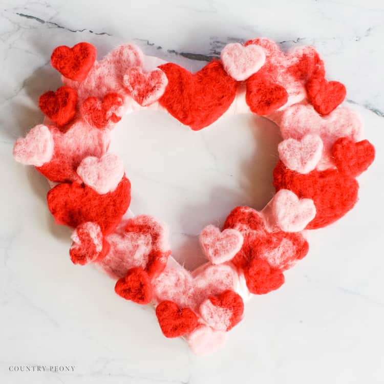 DIY Felt Heart Valentine's Day Wreath with Clover - Country Peony Blog