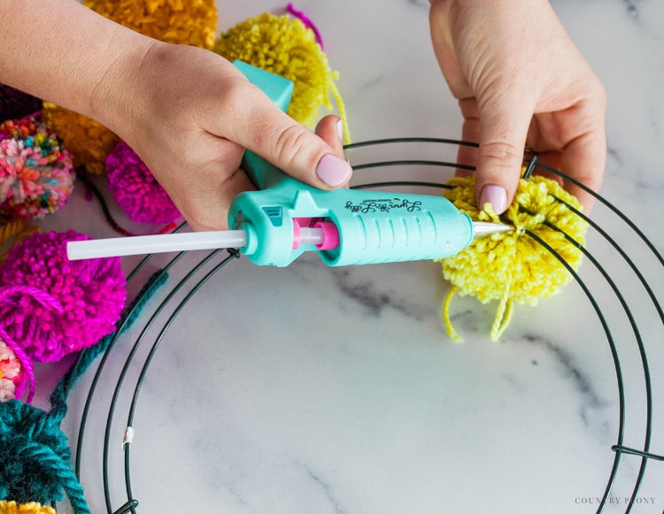 DIY Colorful Fall Pom-Pom Wreath with Clover's Pom-Pom Maker - Country Peony Blog