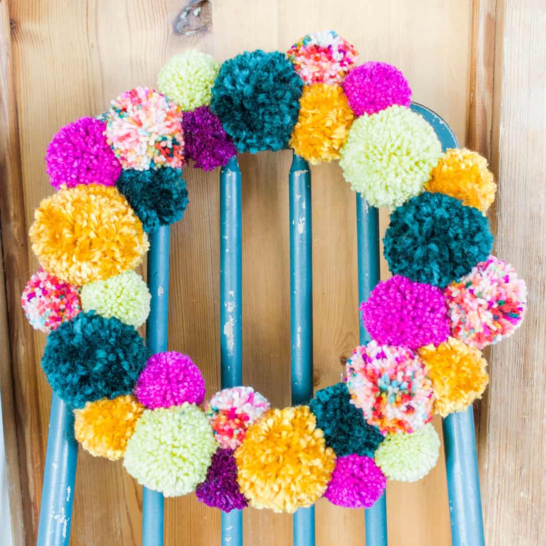 DIY Colorful Fall Pom-Pom Wreath with Clover's Pom-Pom Maker - Country Peony Blog