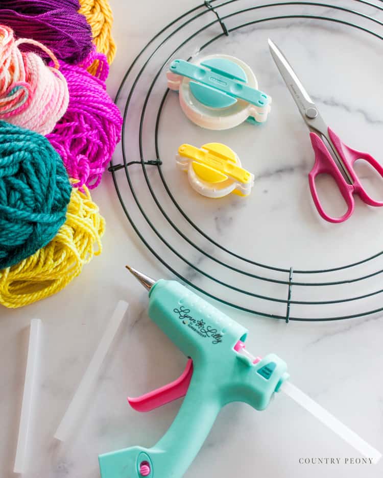 DIY Colorful Fall Pom-Pom Wreath with Clover's Pom-Pom Maker - Country Peony Blog