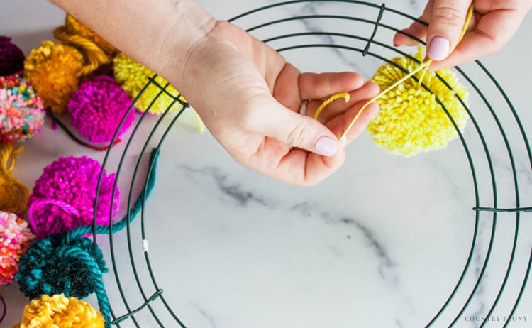 DIY Colorful Fall Pom-Pom Wreath with Clover's Pom-Pom Maker - Country Peony Blog